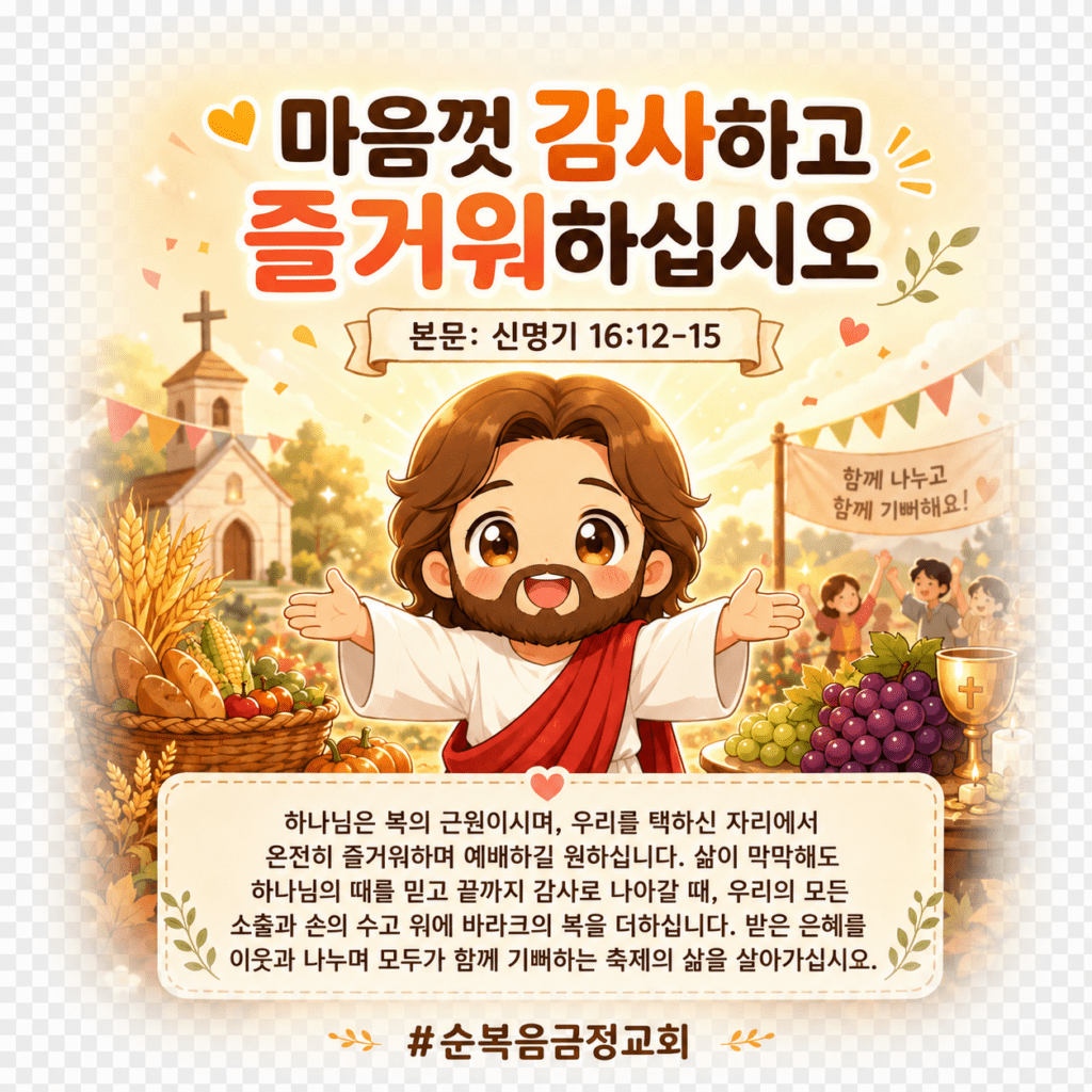 마음껏 감사하고 즐거워하십시오(신 16:12-15)