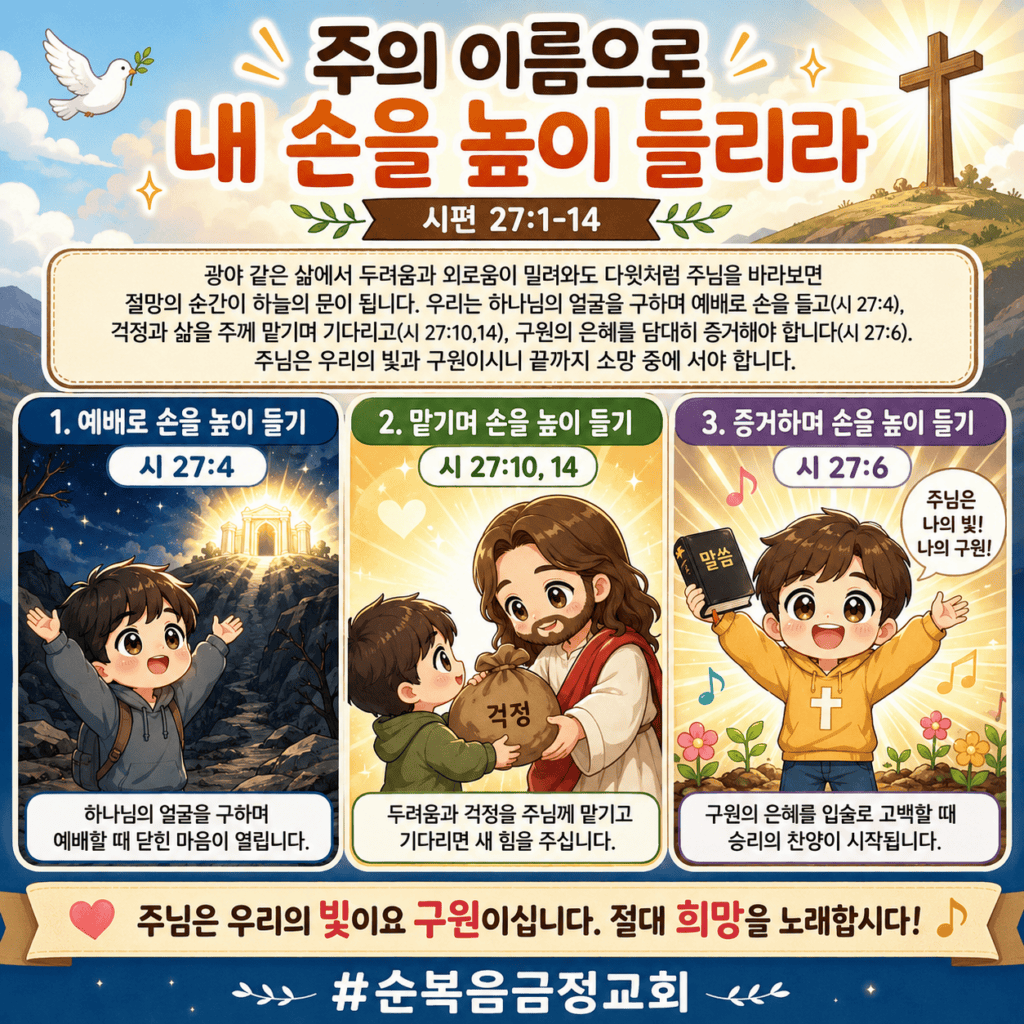 주의 이름으로 내 손을 높이 들리라(시 27:1-14)